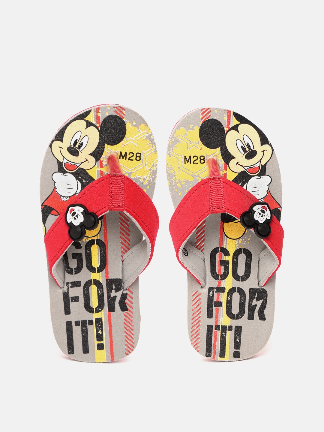 

toothless Boys Red & Grey Disney Mickey Printed Thong Flip-Flops