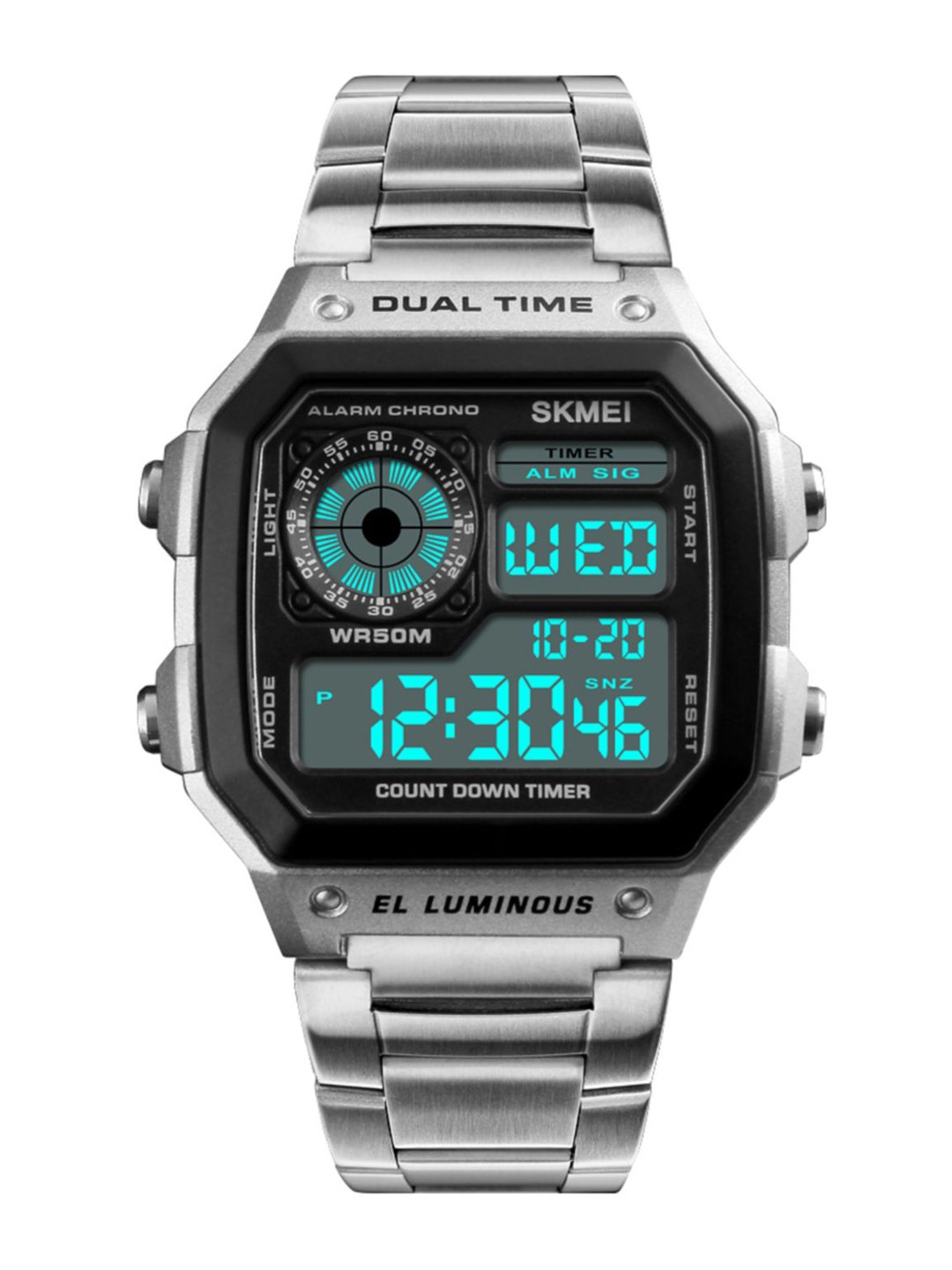 

Skmei Men Silver-Toned Digital Watch 1335