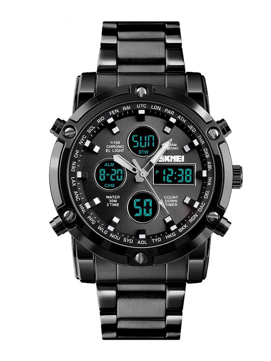 

Skmei Men Black Analogue and Digital Watch 1389