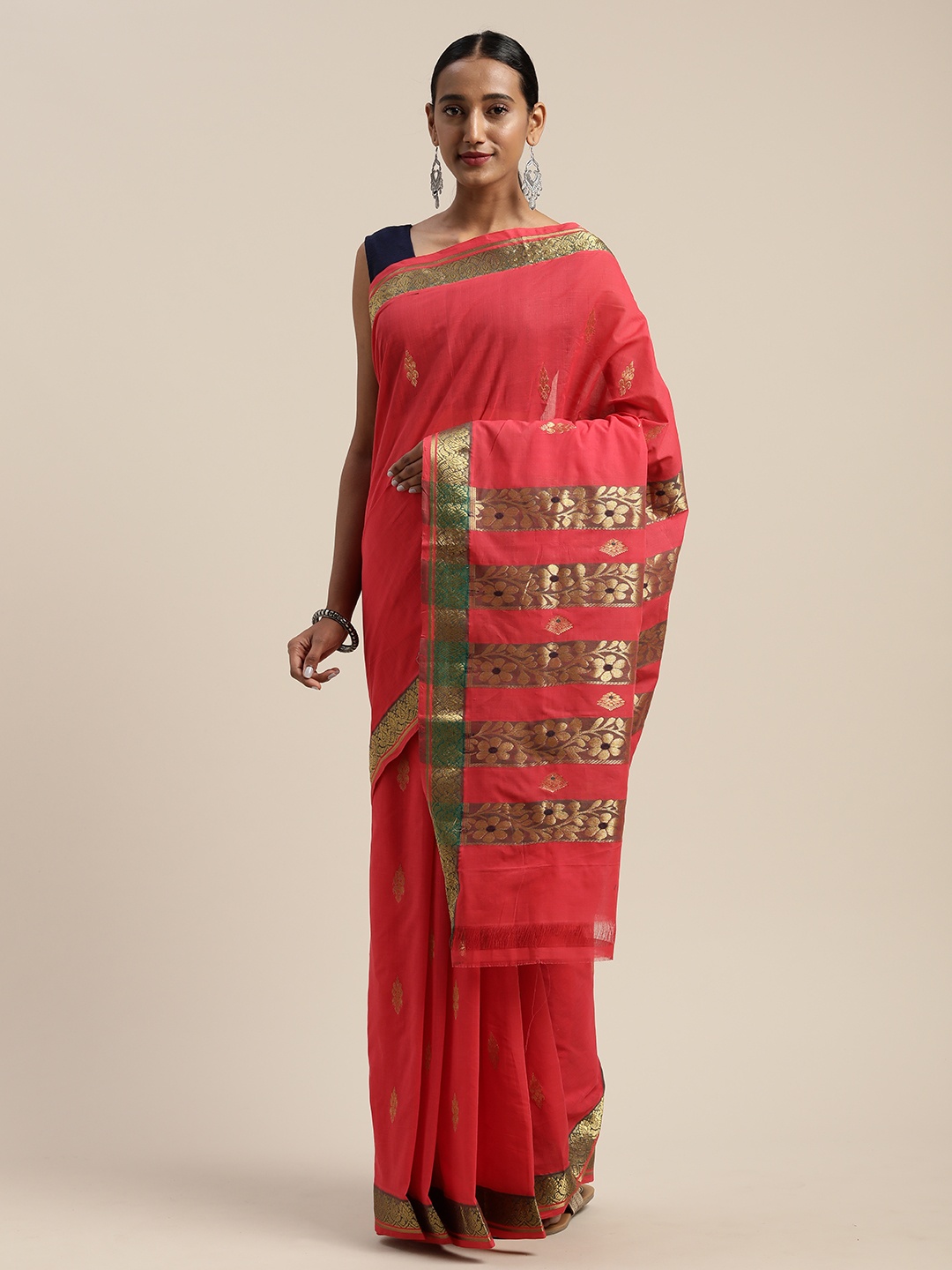

APCO Peach-Coloured Solid Pure Cotton Sustainable Saree