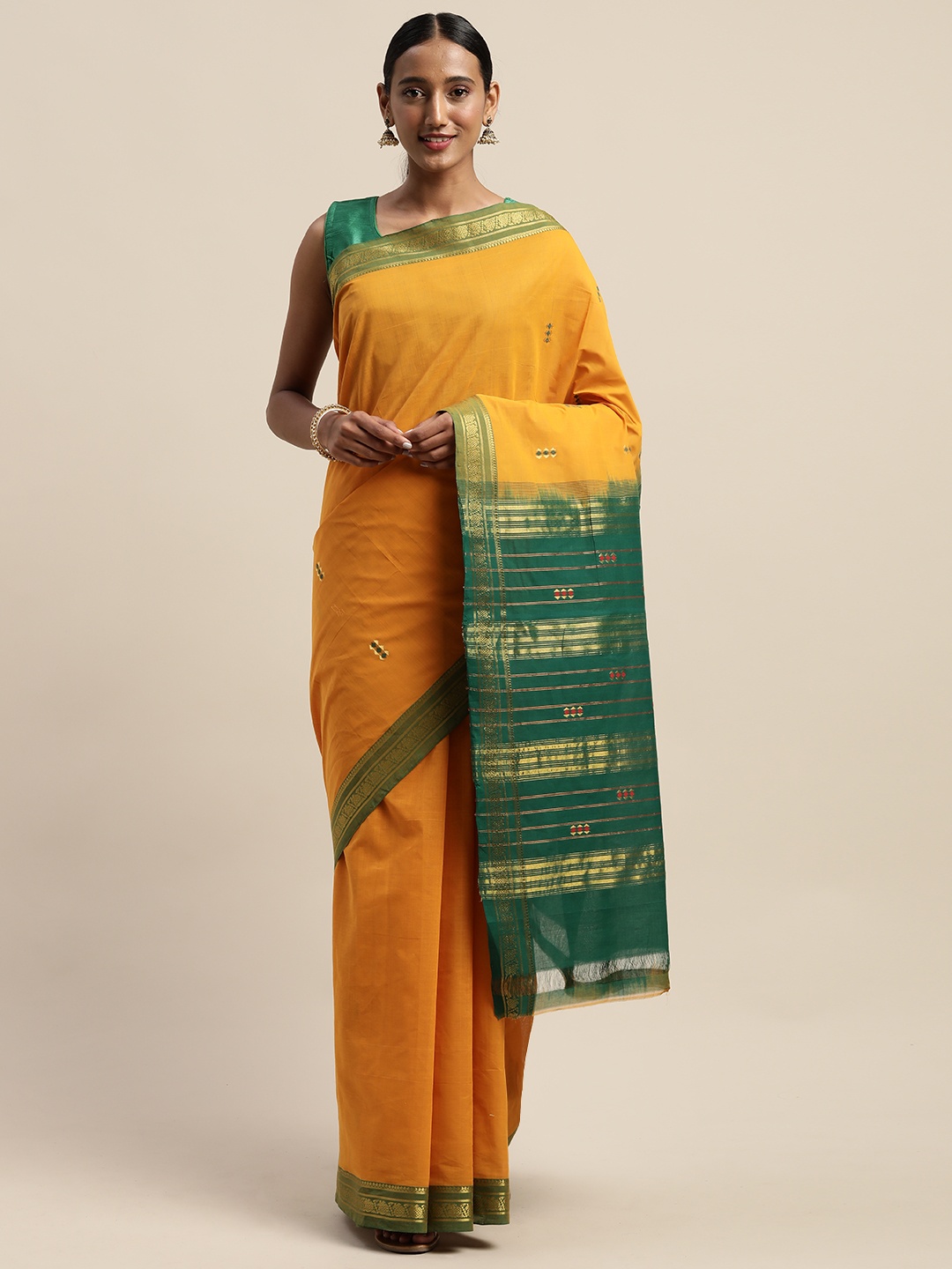 

APCO Yellow Solid Pure Cotton Sustainable Saree