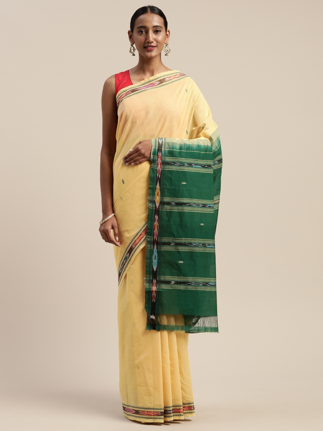 

APCO Yellow & Green Pure Cotton Woven Design Sustainable Saree