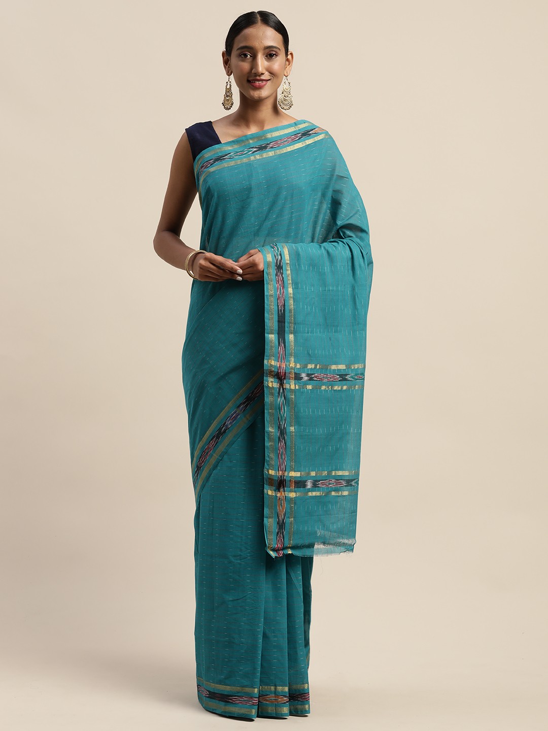 

APCO Blue Striped Pure Cotton Sustainable Saree