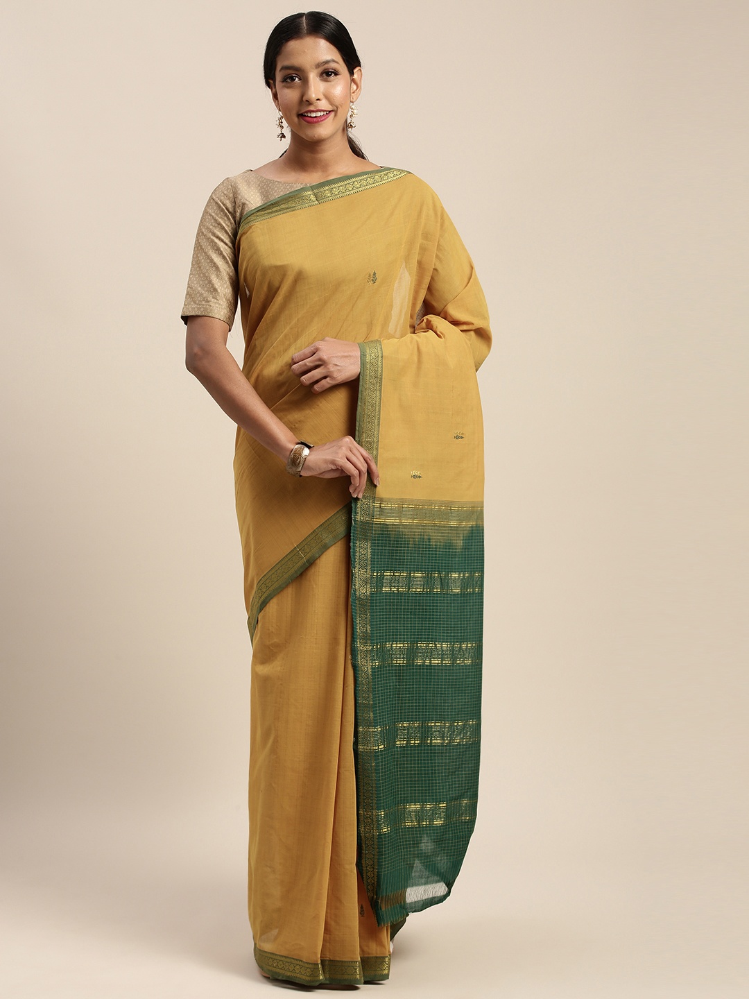 

APCO Yellow & Green Pure Cotton Woven Design Sustainable Saree