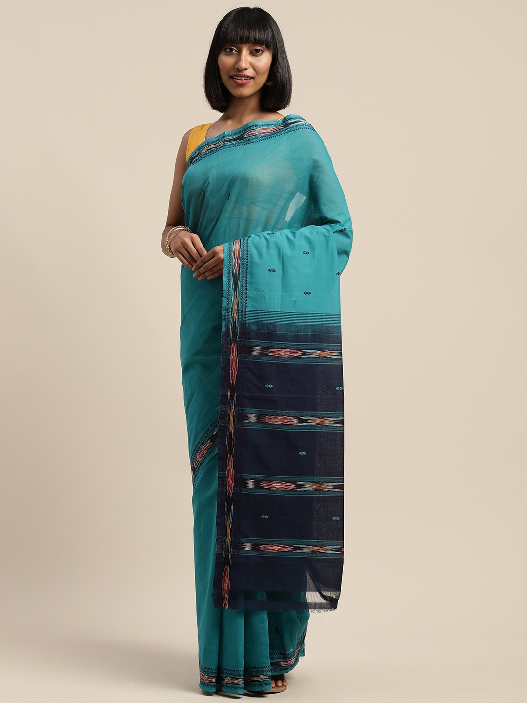 

APCO Blue Solid Pure Cotton Saree
