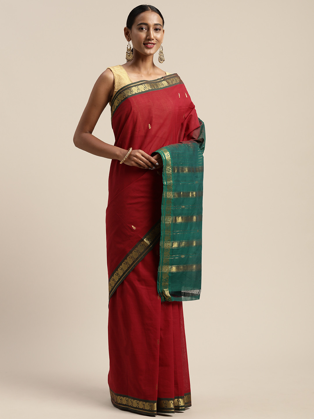 

APCO Red & Green Pure Cotton Woven Design Sustainable Saree