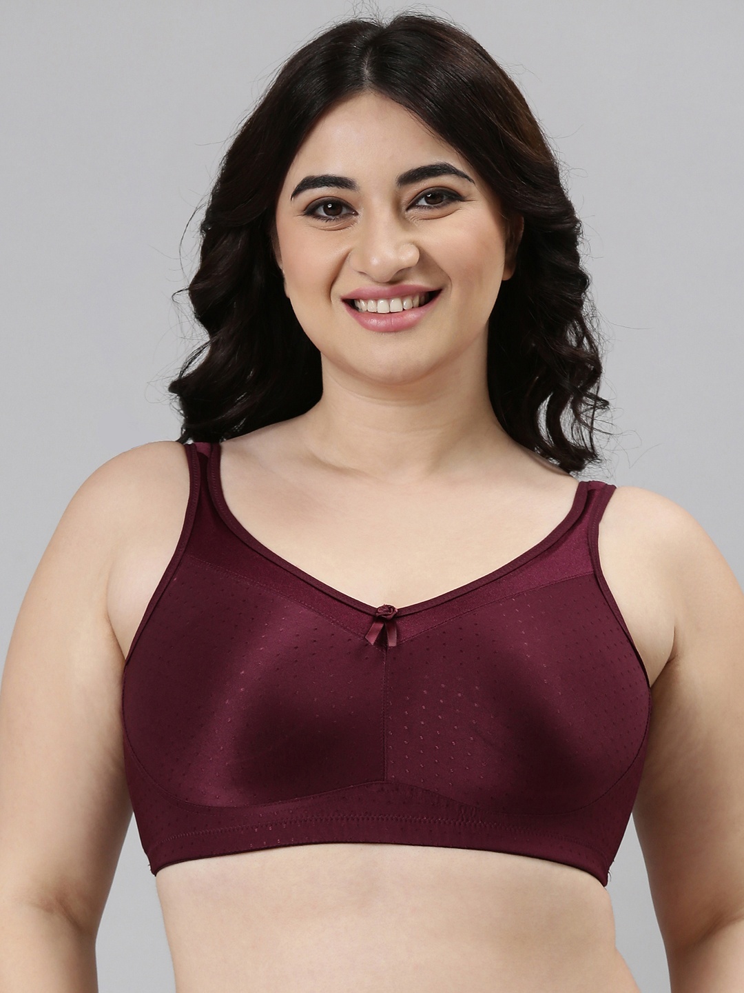 

Enamor Women Purple Non-Padded Non-Wired Full Support Lift Up Bra With Moulded Cups- FB12, Maroon