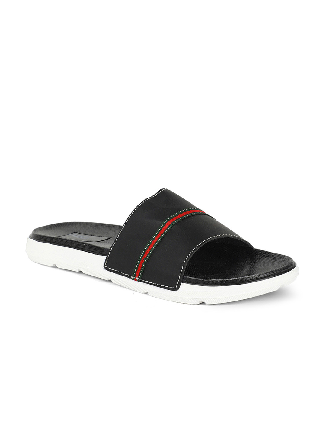 

Khadims Men Black & Red Striped Sliders