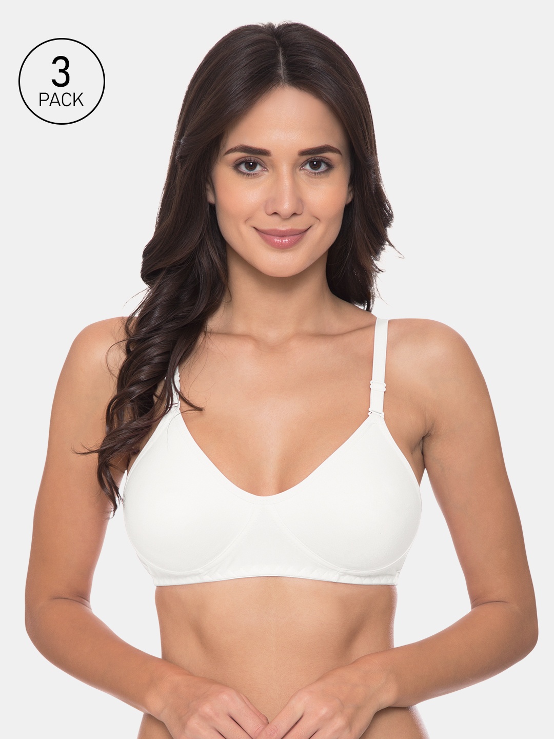 

KOMLI Pack Of 3 Solid Non-Wired Non Padded T-shirt Bras K-983-3PC, White