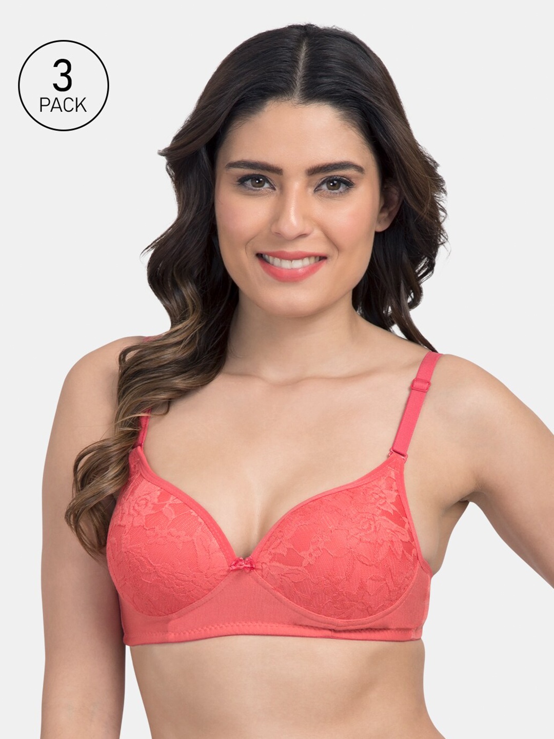 

KOMLI Coral Self Design Underwired Heavily Padded T-shirt Bra