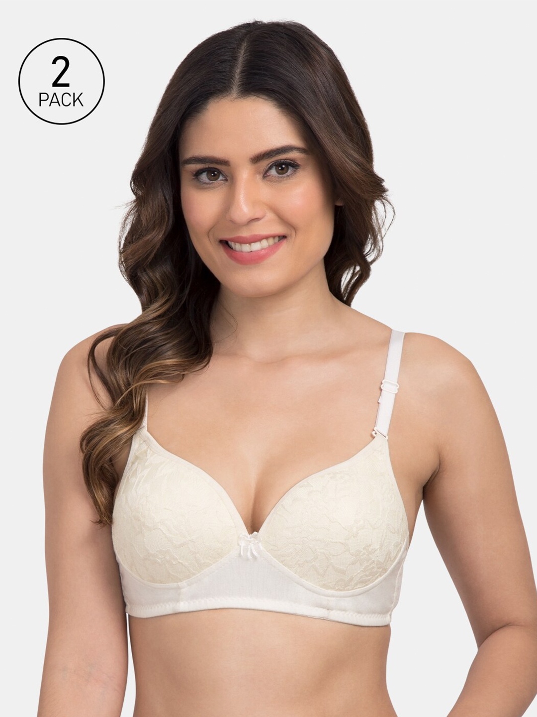 

KOMLI White Solid Non-Wired Heavily Padded T-shirt Bra