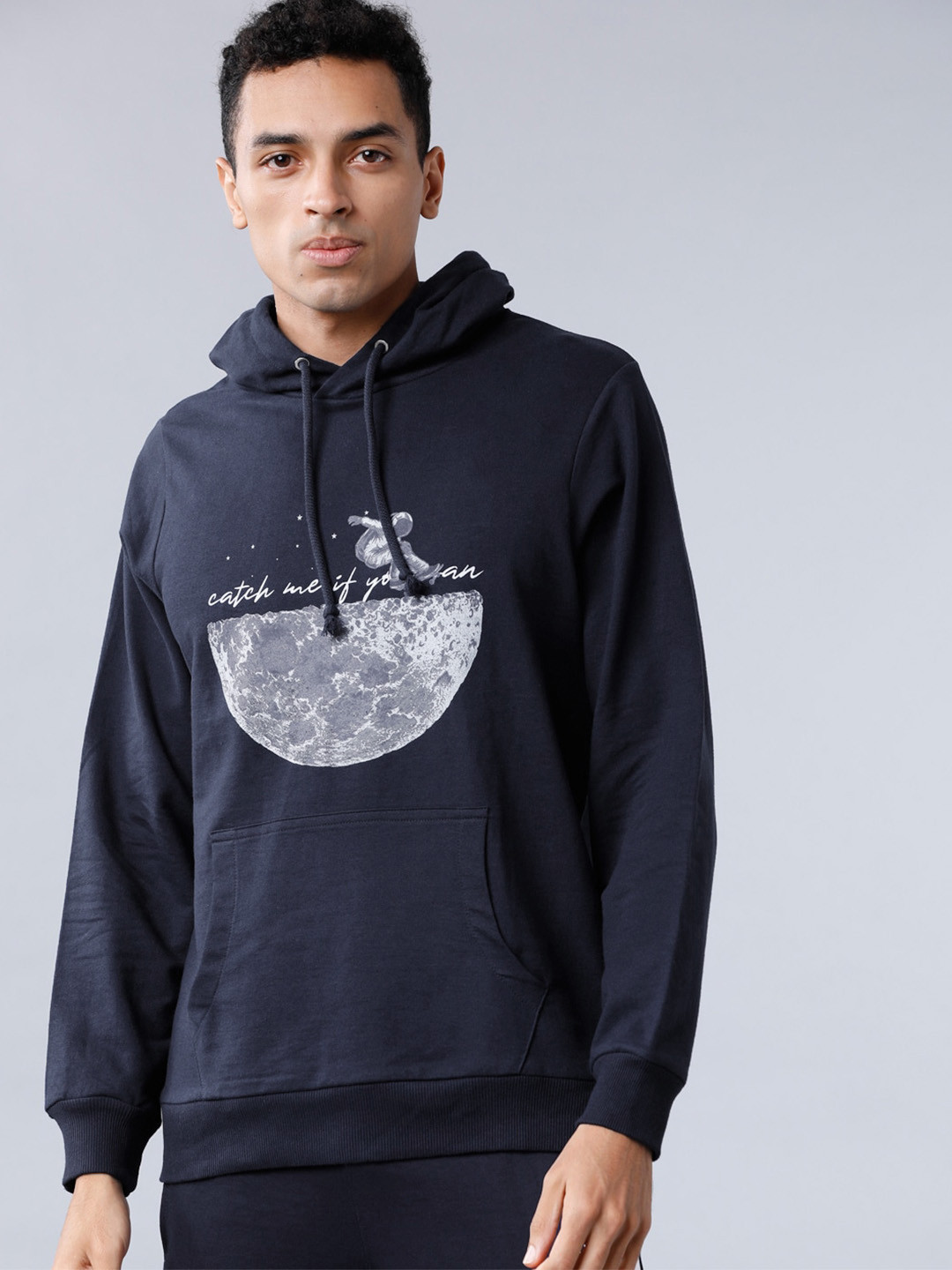 

HIGHLANDER Men Navy Blue Printed Hooded Sweatshirt