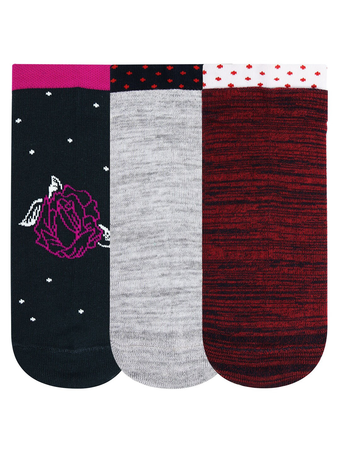 

Bonjour Women Pack Of 3 Assorted Ankle-Length Socks