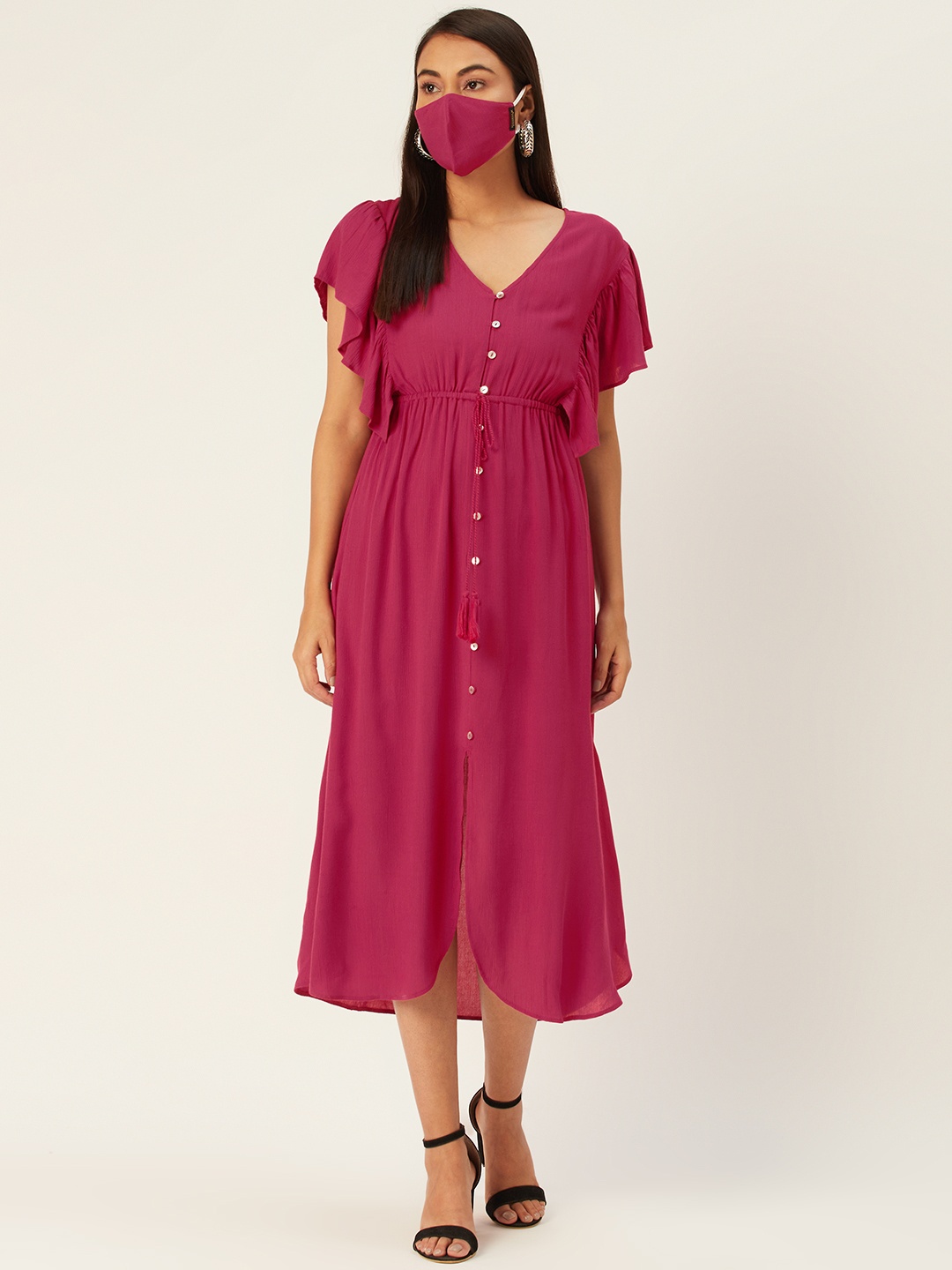 

DIVA WALK EXCLUSIVE Women Magenta Solid A-Line Dress