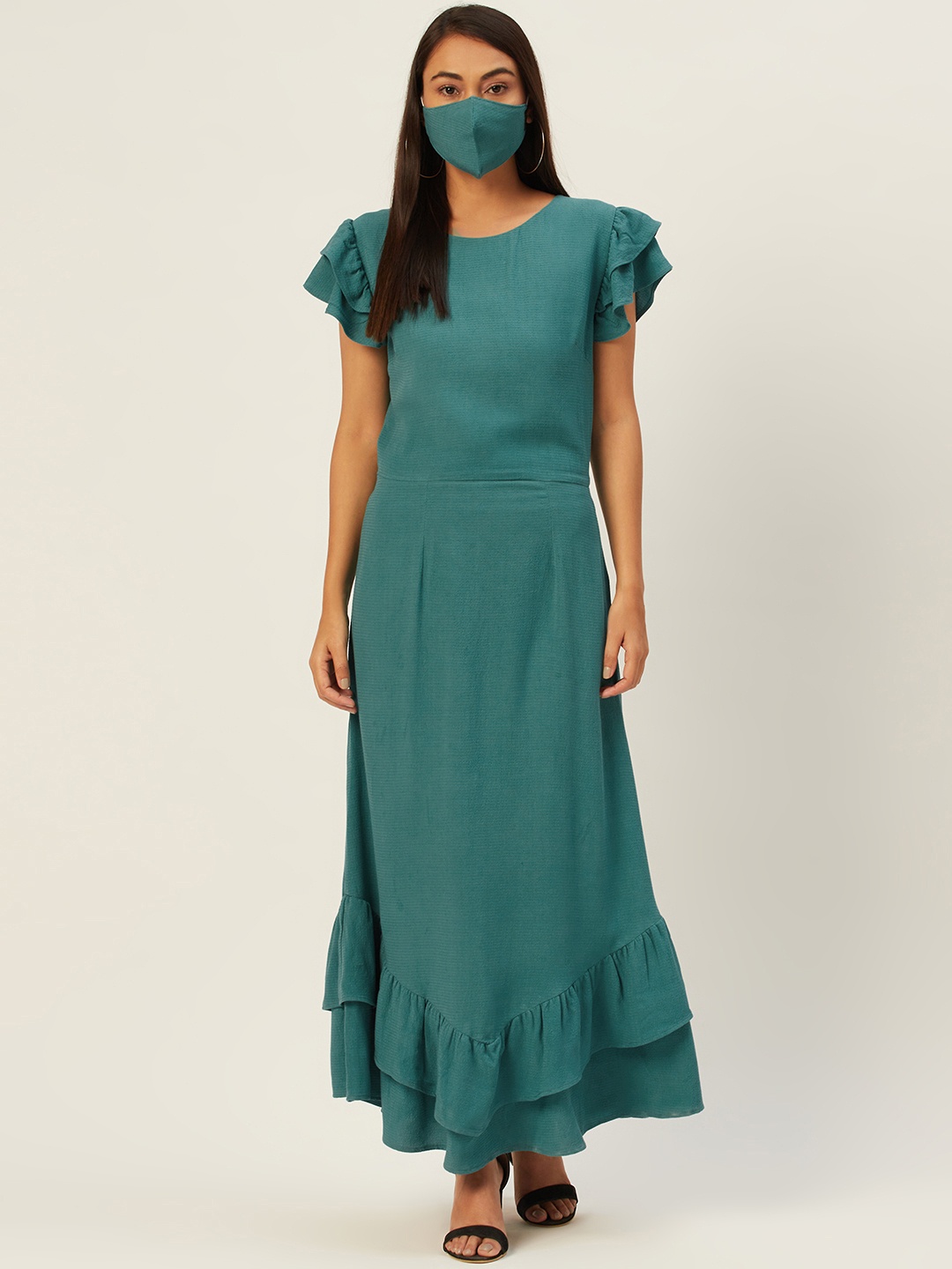 

DIVA WALK EXCLUSIVE Women Teal Green Solid Maxi Dress