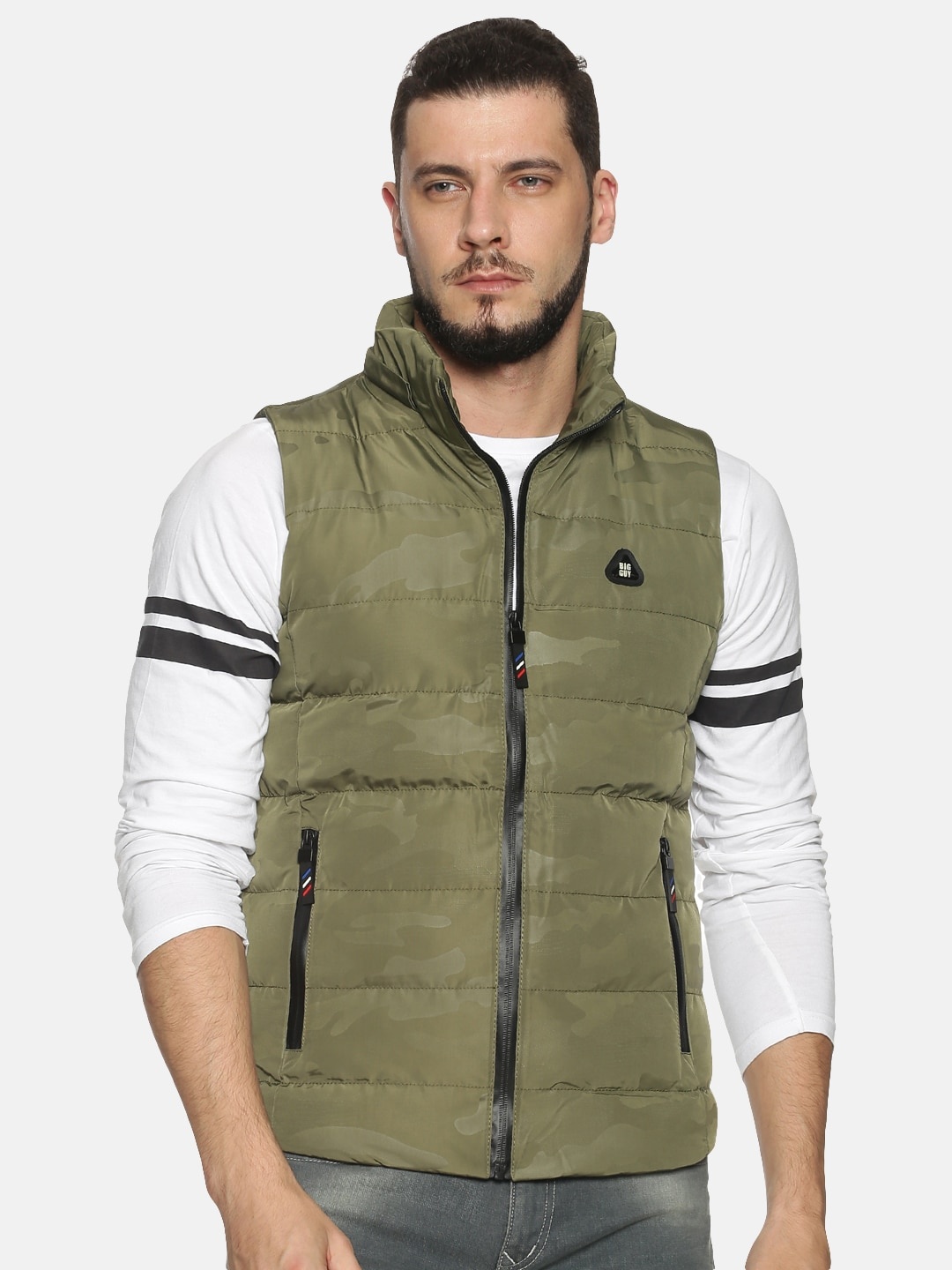 

SHOWOFF Men Green Solid Padded Jacket