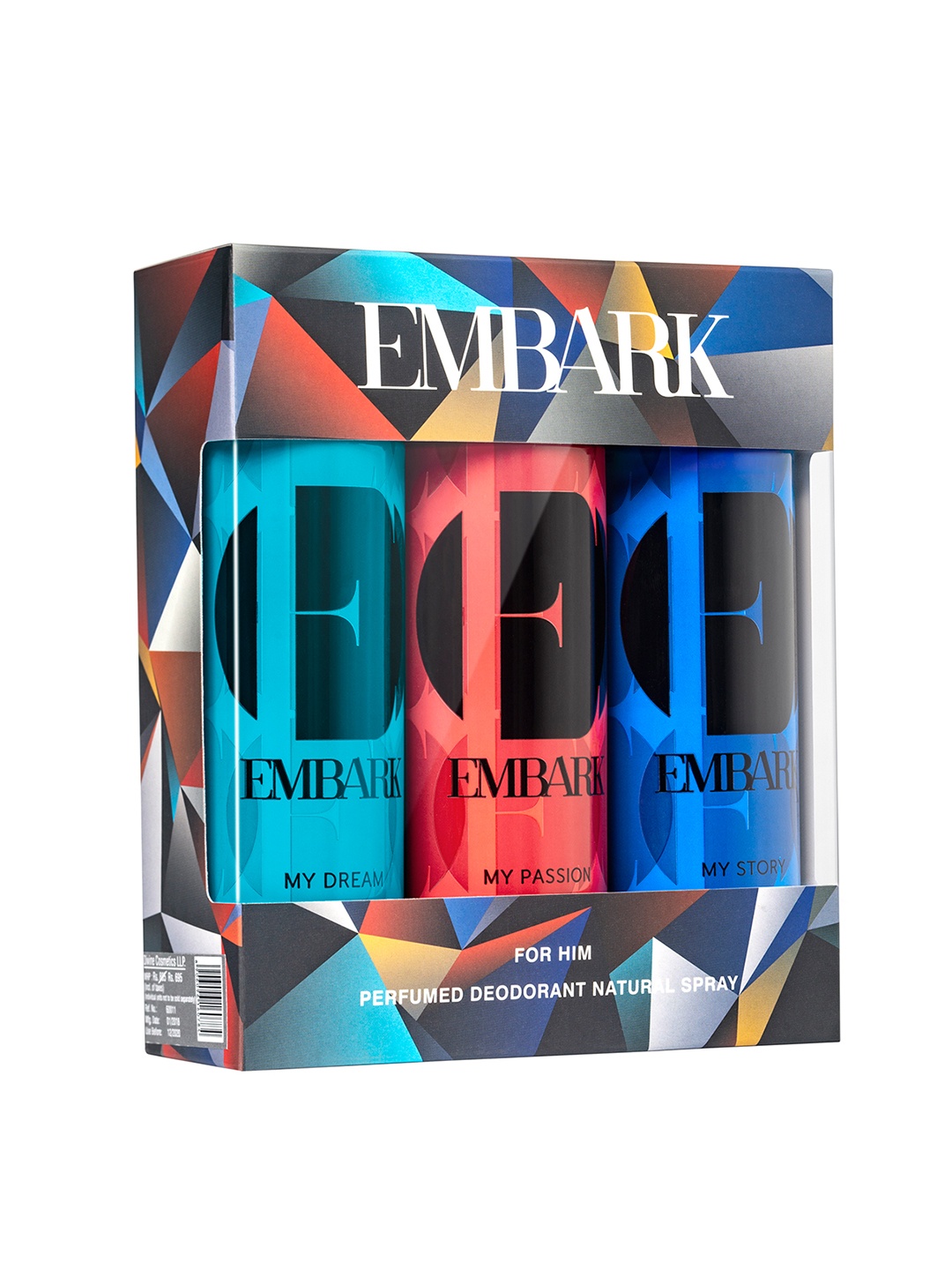 

EMBARK Men 3 Pack Perfumed Deodorant Natural Spray 450 ml, Blue