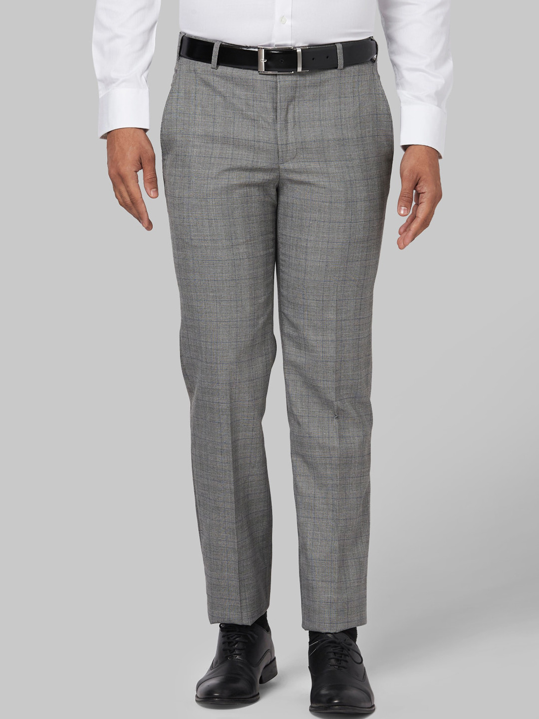 

Park Avenue Men Grey Skinny Fit Checked Formal Trousers