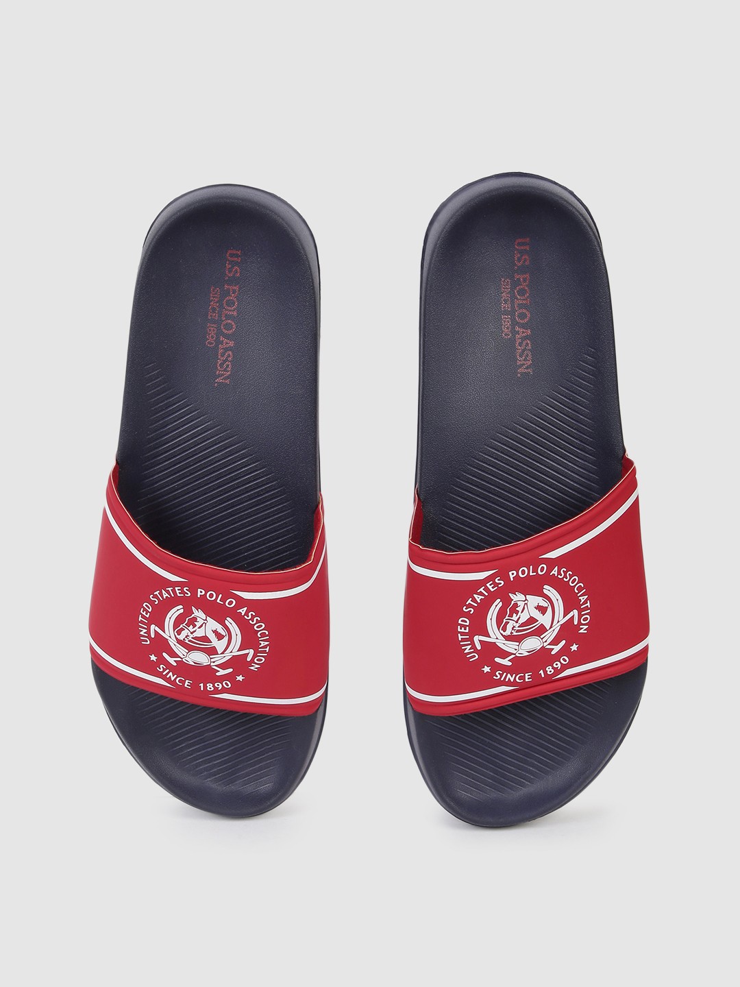 

U.S. Polo Assn. Men Red & Navy Blue Printed Sliders