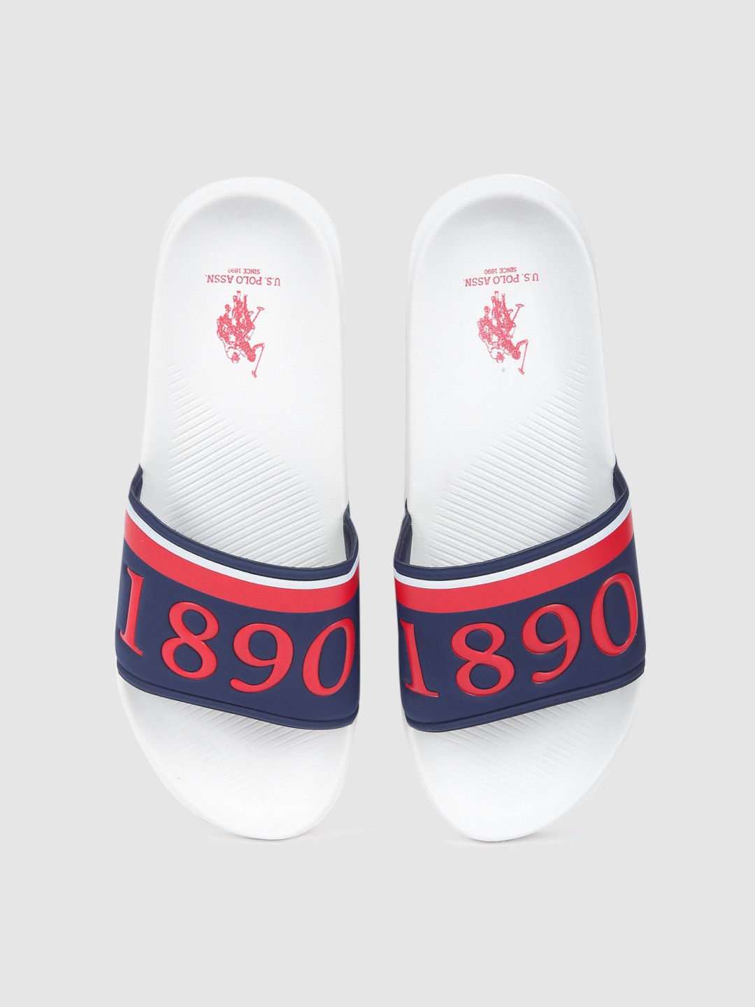 

U.S. Polo Assn. Men Navy Blue & White Printed Sliders