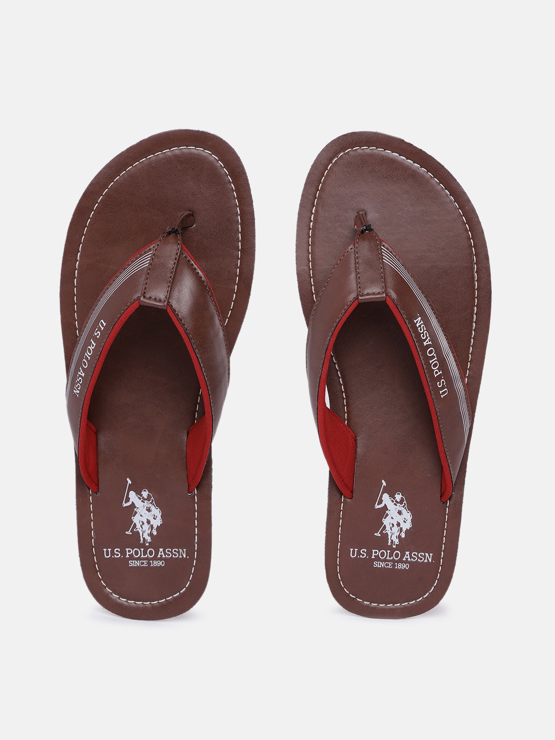 

U.S. Polo Assn. Men Thong Flip-Flops, Brown