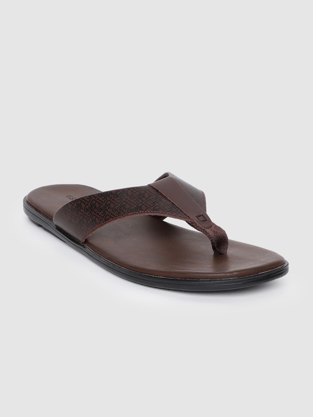 

U S Polo Assn Men Brown Leather Comfort Sandals