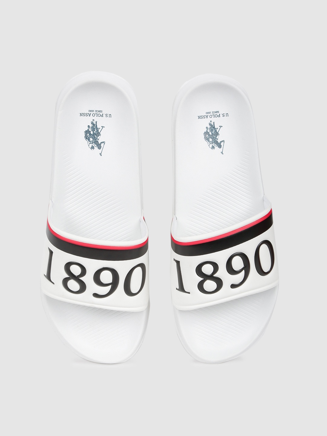 

U.S. Polo Assn. Men White & Black Printed Sliders