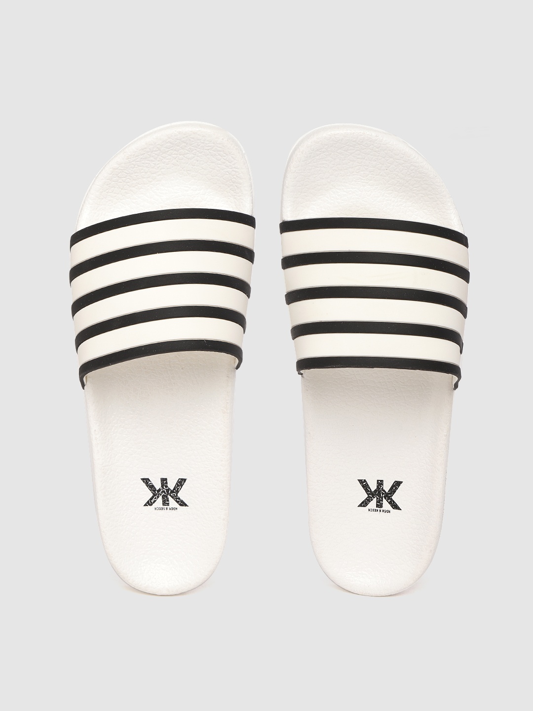

Kook N Keech Women White & Black Striped Sliders
