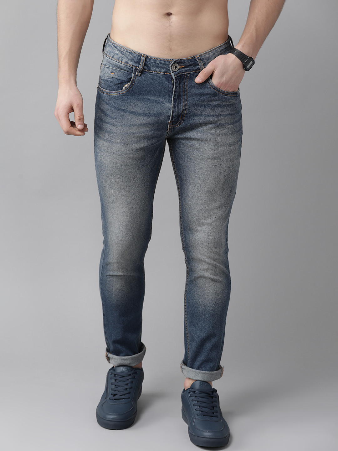 

The Roadster Lifestyle Co Men Blue Skinny Fit Mid-Rise Clean Look Stretchable Jeans
