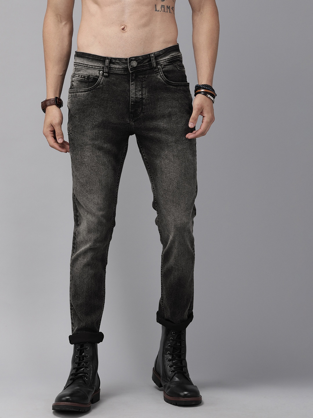 

The Roadster Lifestyle Co Men Black Skinny Fit Mid-Rise Clean Look Jeans