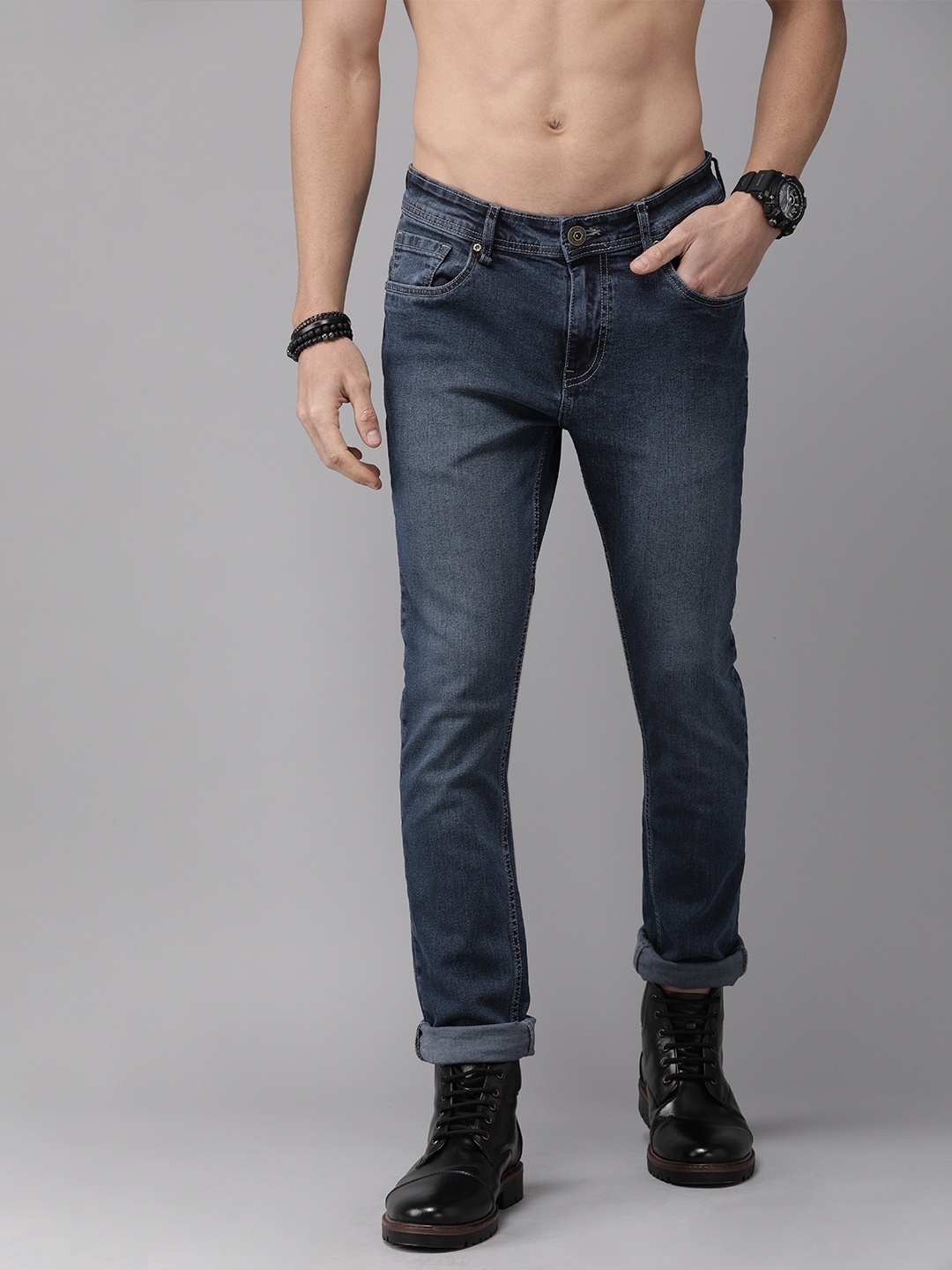 

The Roadster Lifestyle Co Men Blue Skinny Fit Mid-Rise Clean Look Stretchable Jeans