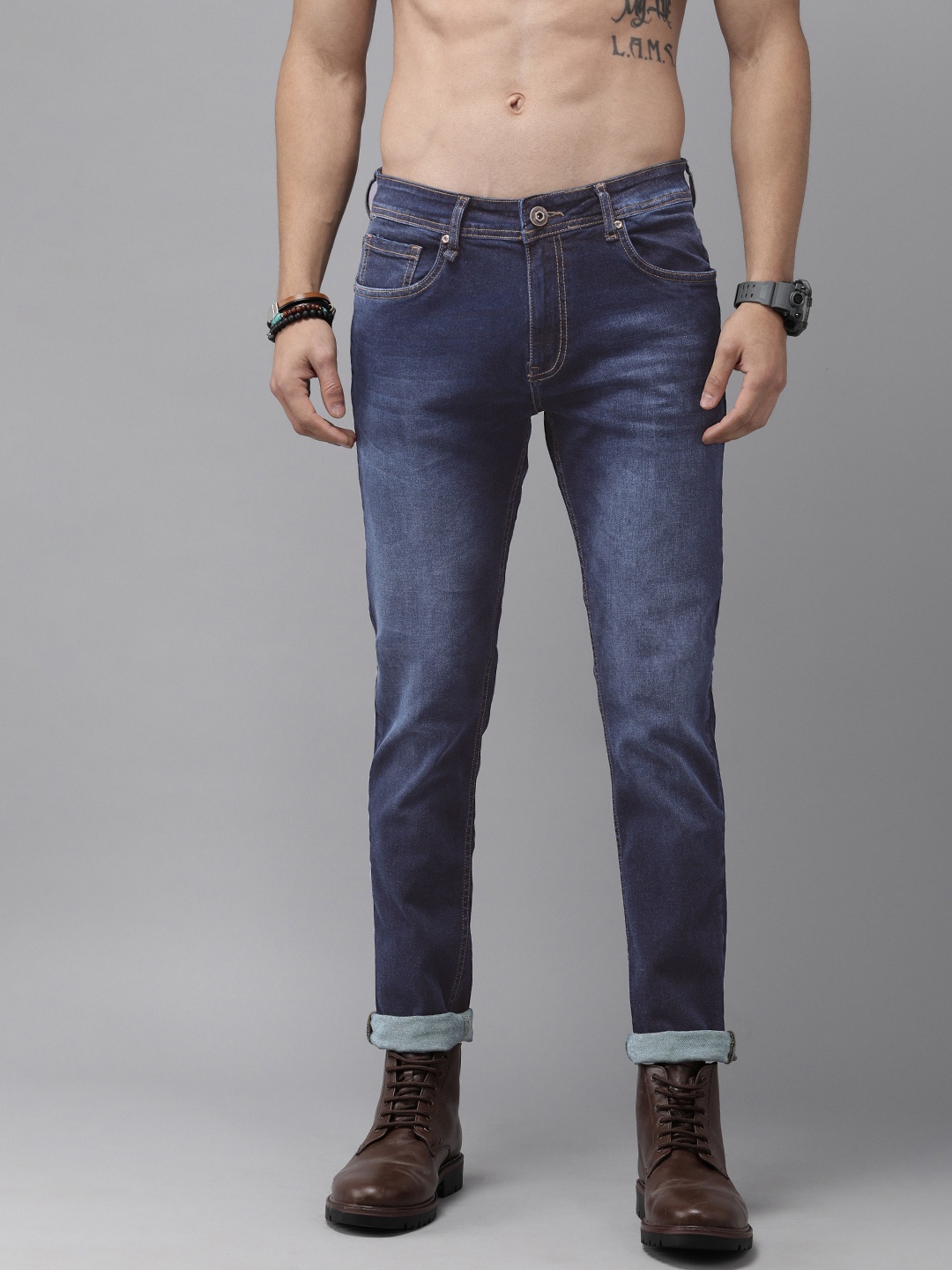 

The Roadster Lifestyle Co Men Blue Skinny Fit Mid-Rise Clean Look Stretchable Jeans