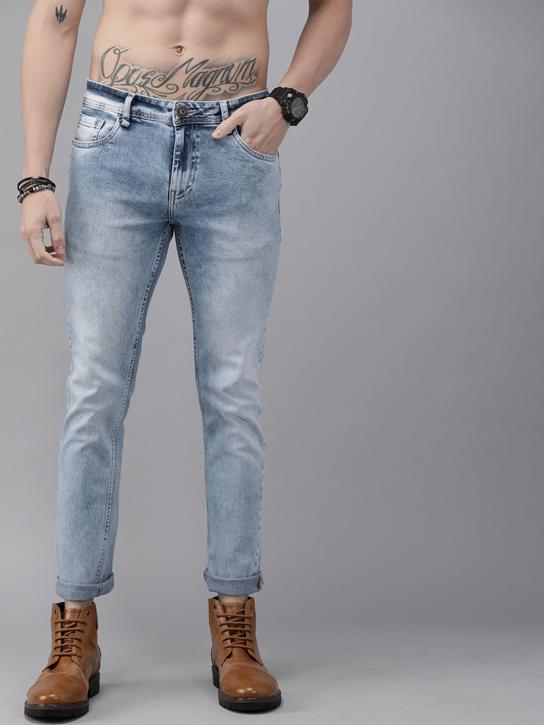 

The Roadster Lifestyle Co Men Blue Skinny Fit Mid-Rise Clean Look Stretchable Jeans
