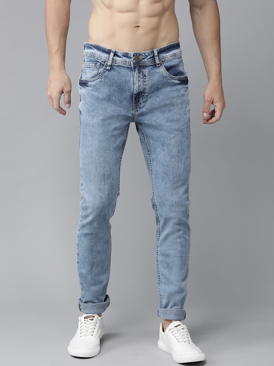 

The Roadster Lifestyle Co Men Blue Skinny Fit Mid-Rise Clean Look Stretchable Jeans