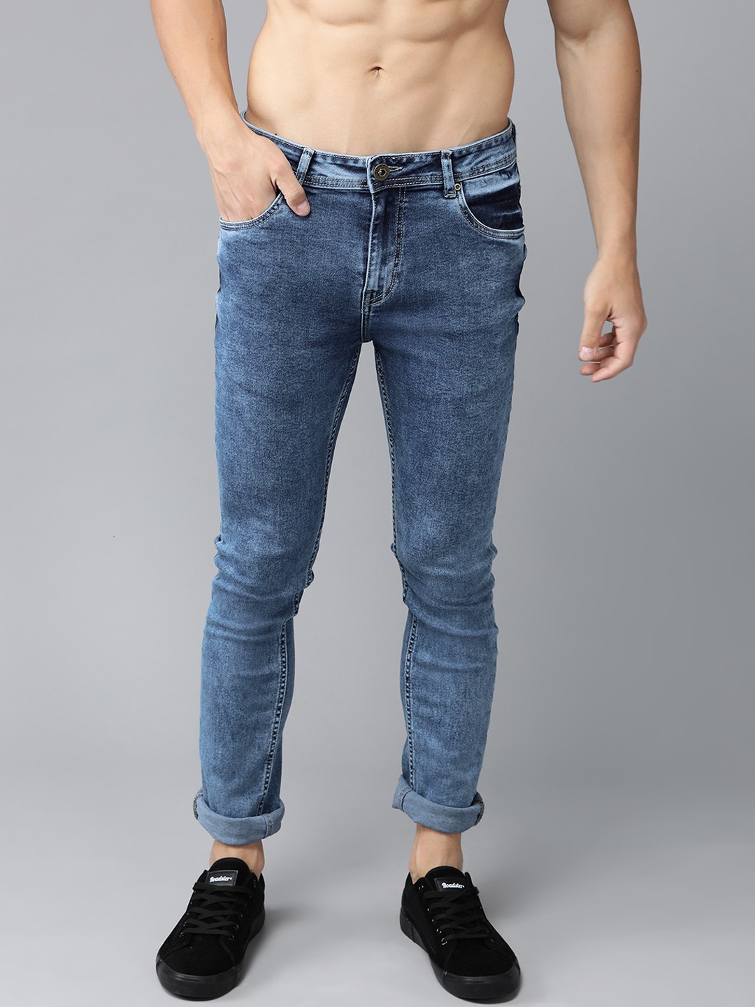 

The Roadster Lifestyle Co Men Blue Skinny Fit Mid-Rise Clean Look Stretchable Jeans