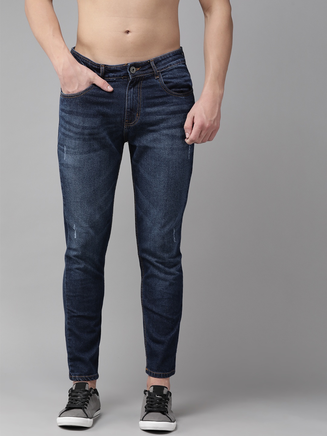 

The Roadster Lifestyle Co Men Navy Blue Skinny Fit Mid-Rise Clean Look Stretchable Jeans