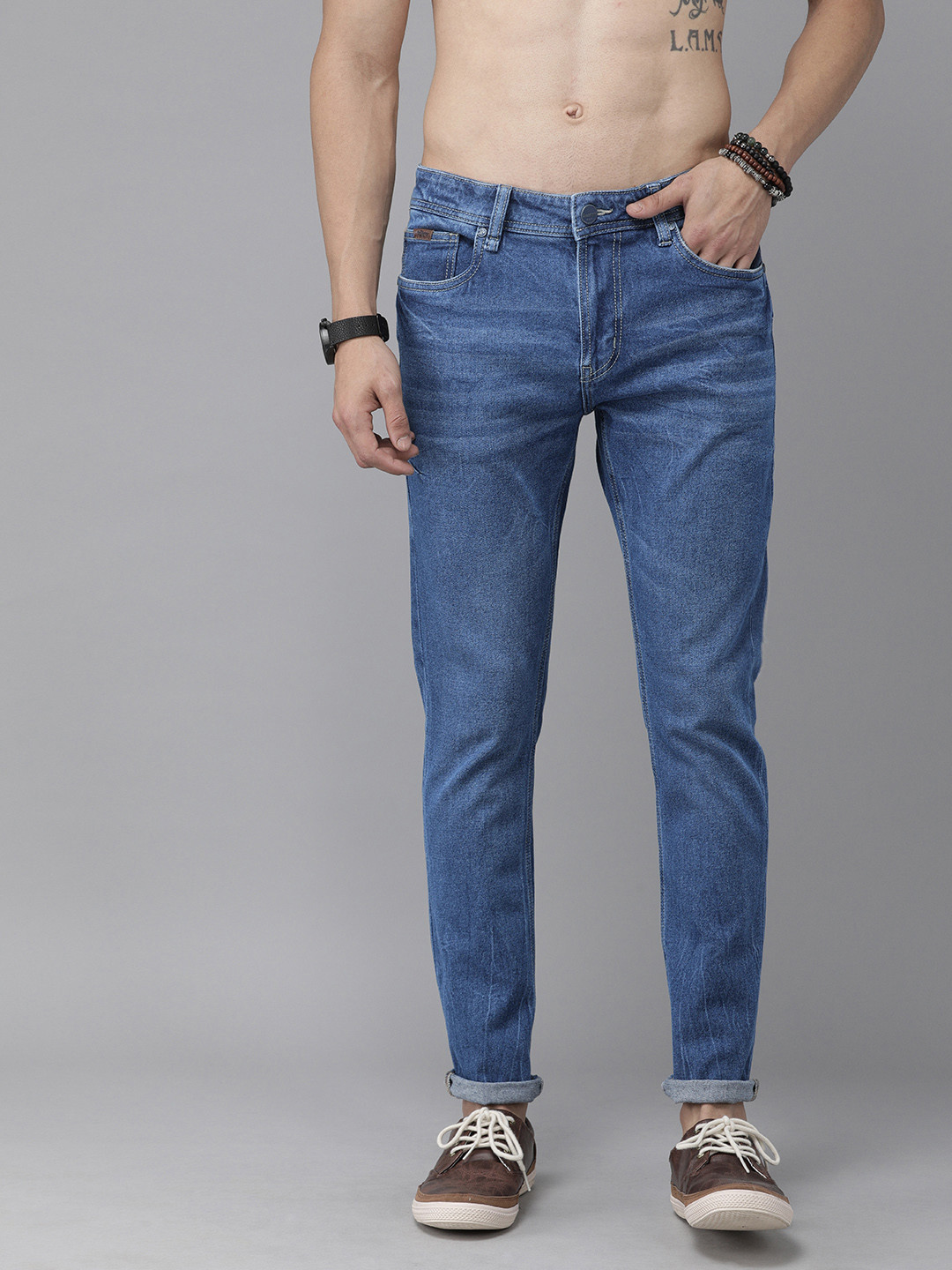 

The Roadster Lifestyle Co Men Blue Skinny Fit Mid-Rise Clean Look Stretchable Jeans