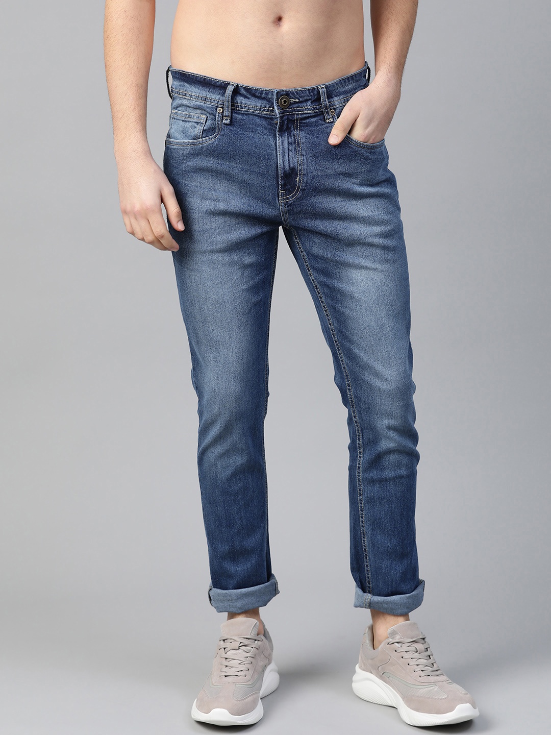 

The Roadster Lifestyle Co Men Navy Blue Skinny Fit Light Fade Stretchable Jeans
