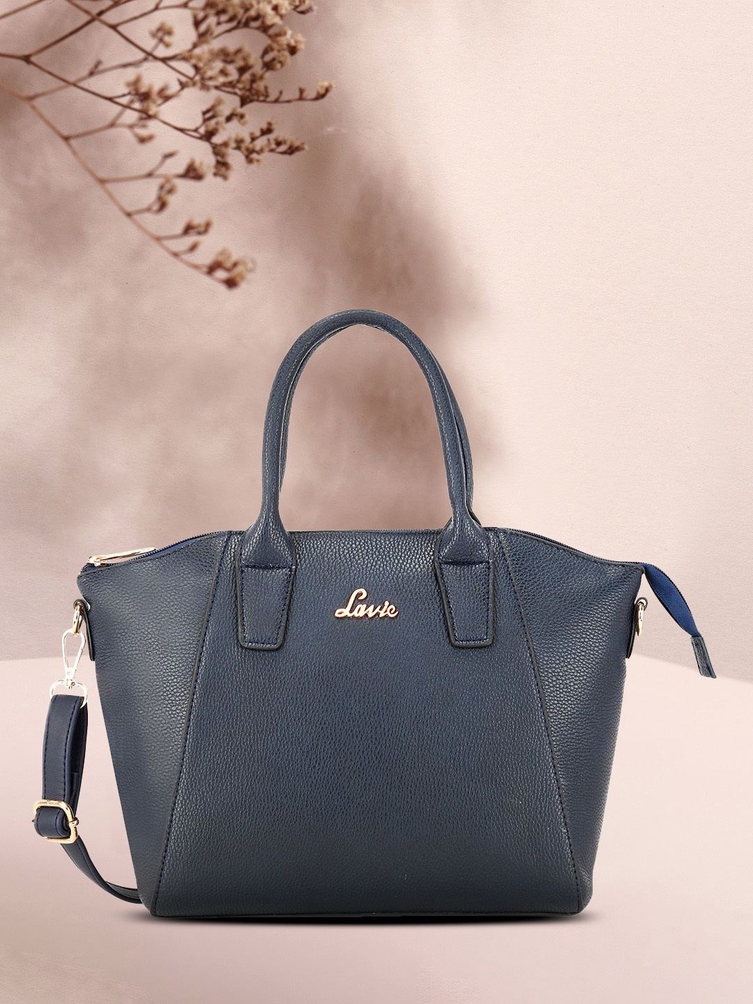 

Lavie Navy Blue Solid Handheld Bag