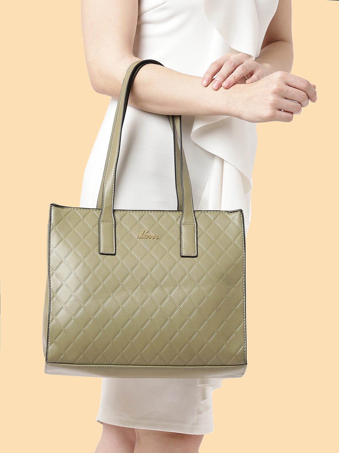 

Lavie Rex Olive Green Textured Shoulder Bag