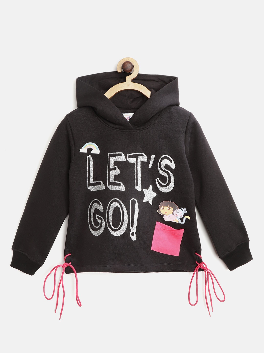 

toothless Girls Black Dora Printed Hooded Sweatshirt