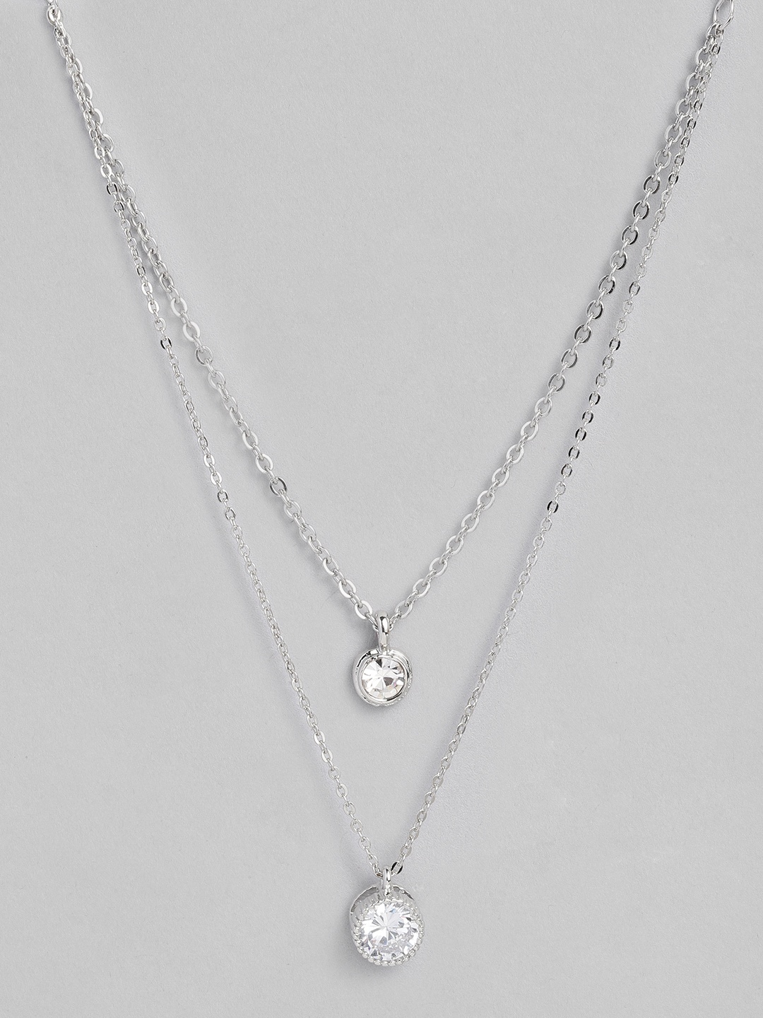 

justpeachy Silver-Plated Layered Necklace