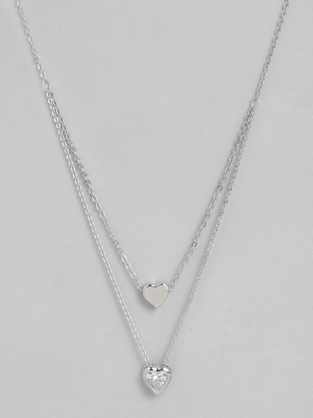 

justpeachy Silver-Plated Heart Layered Pendant with Chain