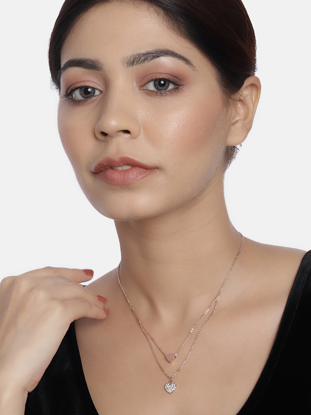 

justpeachy Rose Gold-Plated Heart Shaped Layered Chain
