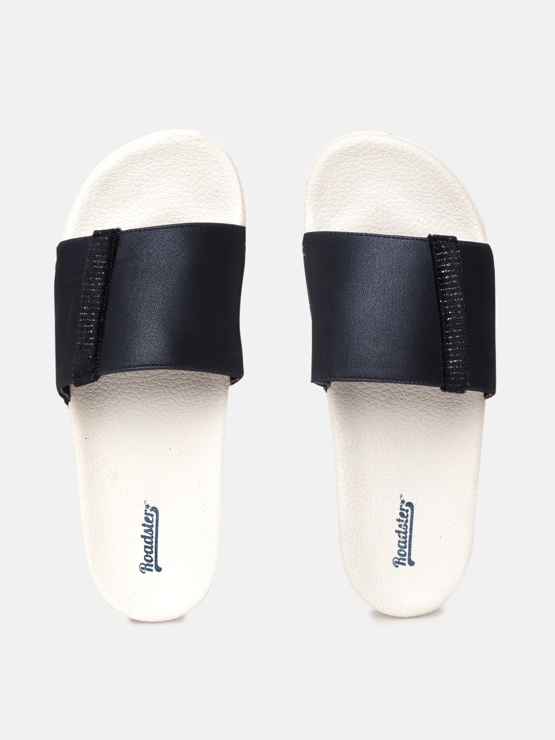 

The Roadster Lifestyle Co Women Navy Blue Solid Sliders