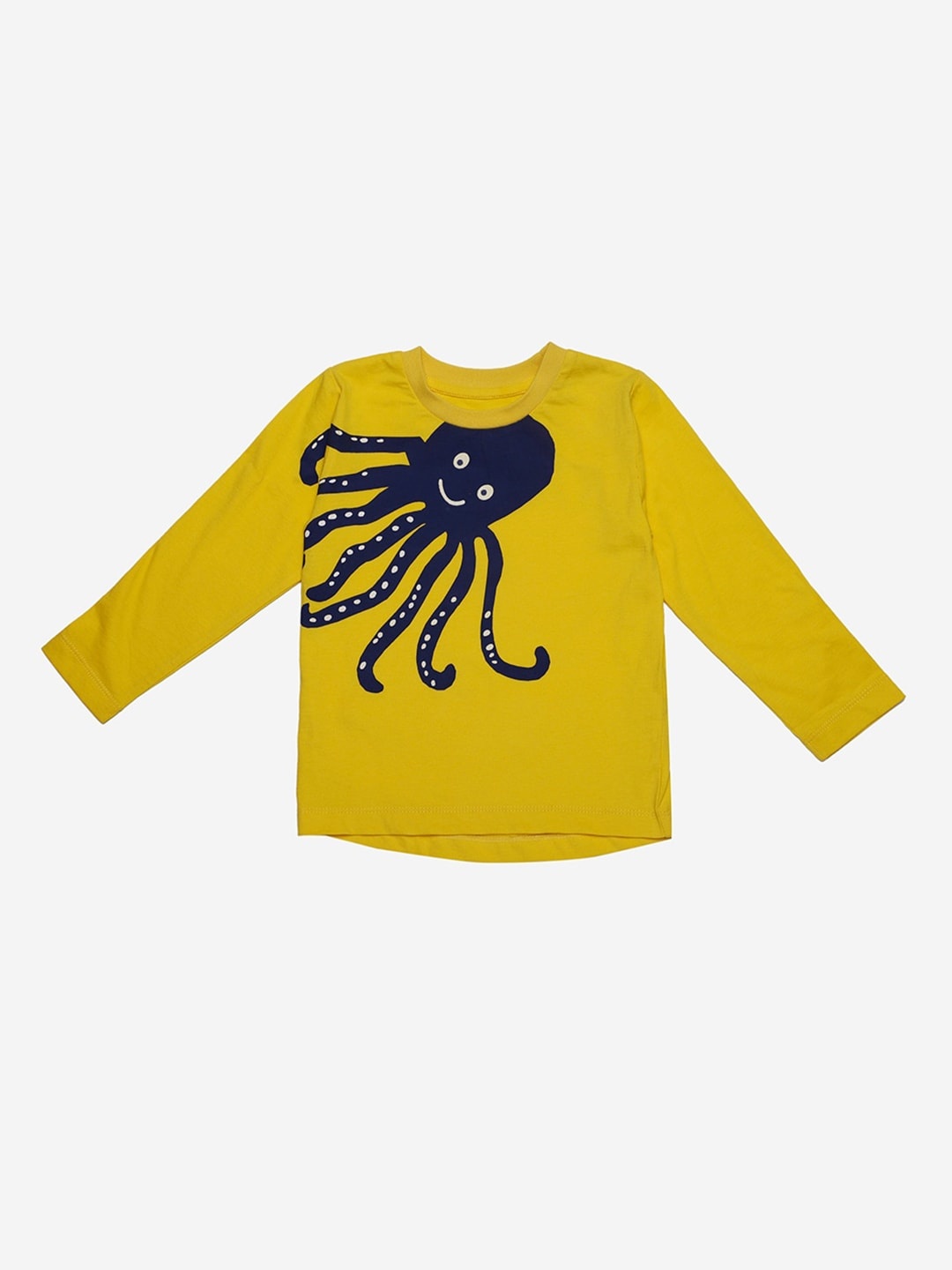 

Nino Bambino Kids Yellow Printed Round Neck Organic Cotton Sustainable T-shirt