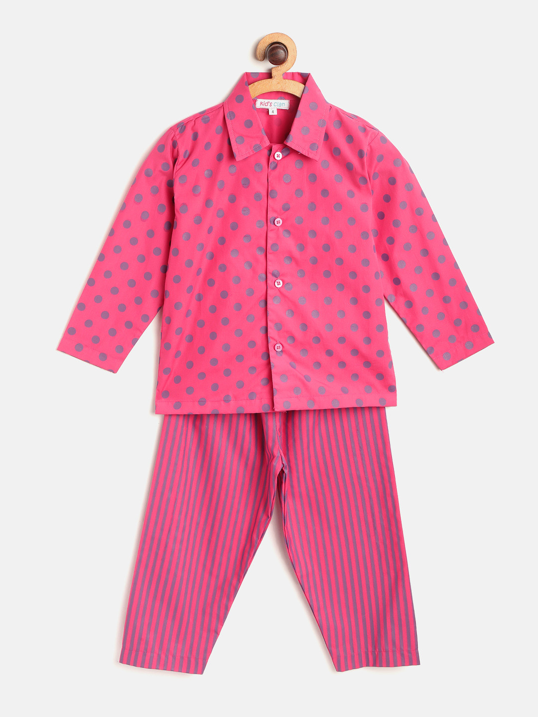

Kids Clan Unisex Kids Pink & Violet Printed Night suit