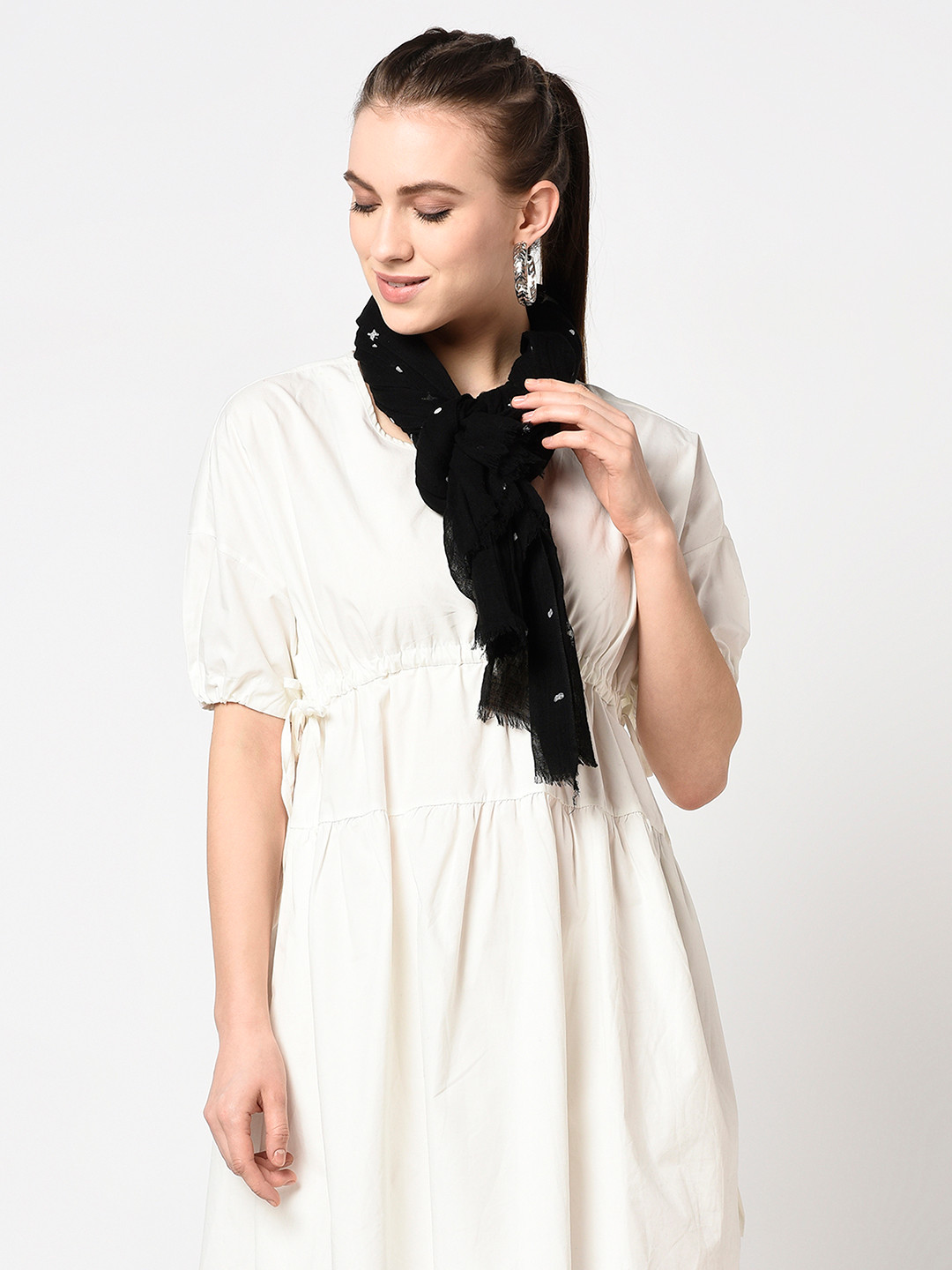 

J Style Women Black Printed Stole