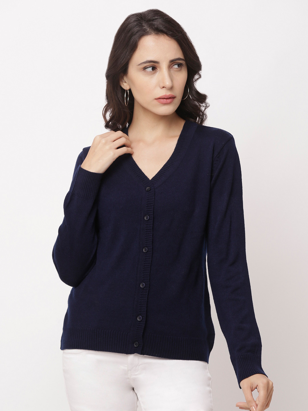 

Globus Women Blue Solid Cardigan Sweater