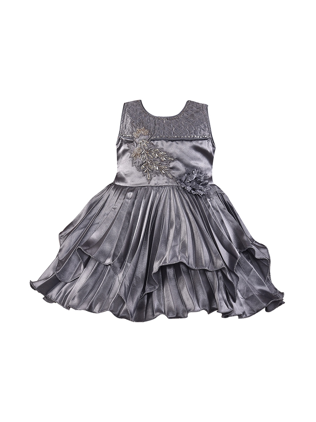 

Wish Karo Girls Grey Embellished Fit and Flare Dress